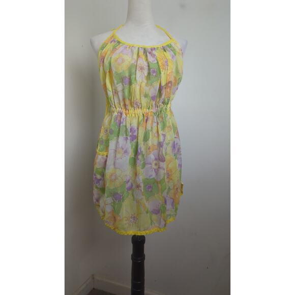 Vintage Retro Mod Floral Apron Lightweight Semi -Sheer S/M - Picture 7 of 7